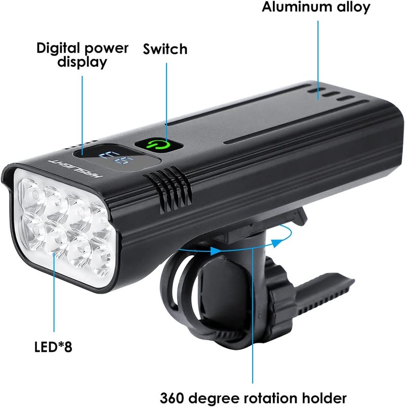 KASLIGHT Bike Lights,Bike Light for Night Riding,10000Lumen LED Bike Headlight,Rechargeable Bike Headlight,Bright Bike Lights Front and Back with High Beam&Low Beam Light,Free Taillights - Image 2